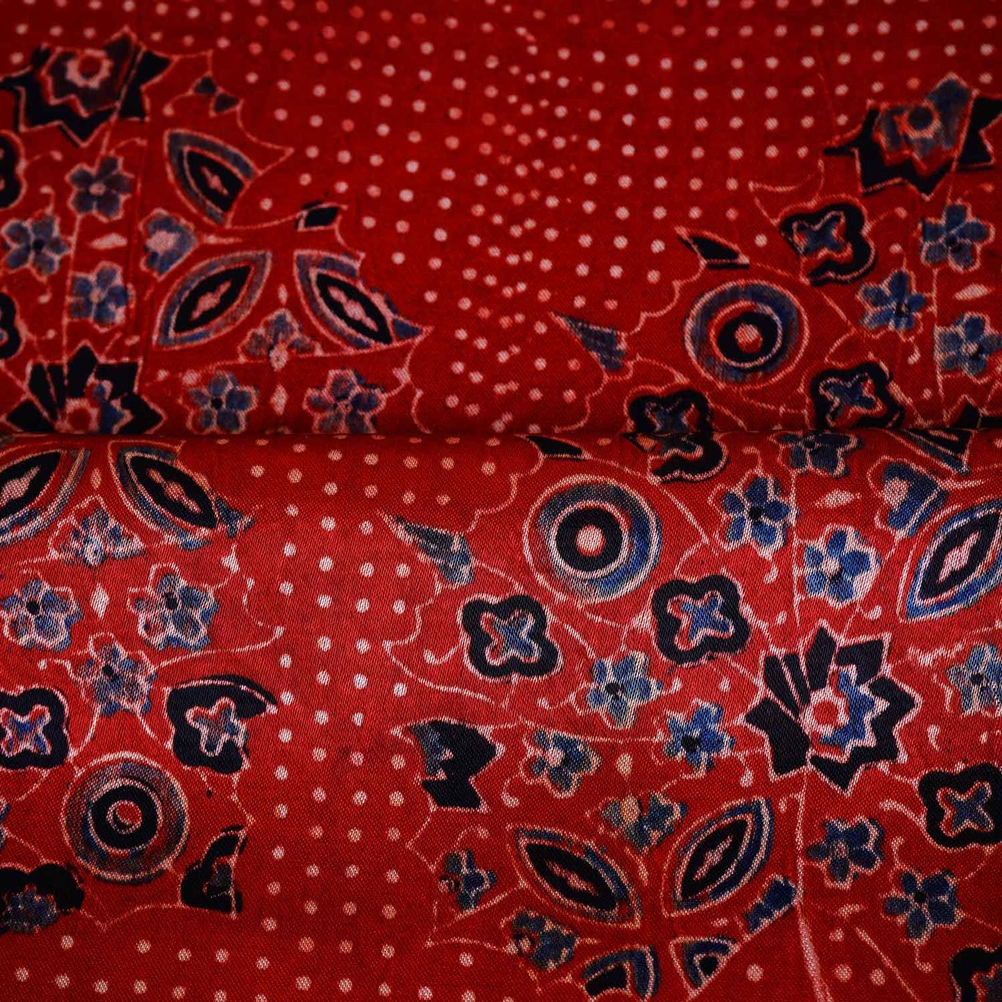 Red Ajrakh Print Mashru Silk Fabric EEG-28654