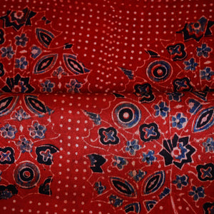 Red Ajrakh Print Mashru Silk Fabric EEG-28654 - TradeUNO