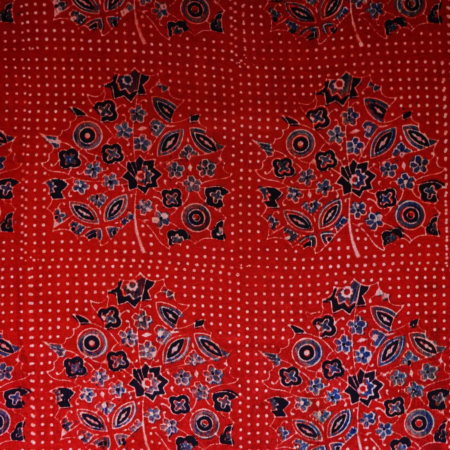 Red Ajrakh Print Mashru Silk Fabric EEG-28654 - TradeUNO