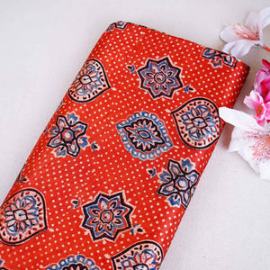 Red Ajrakh Print Mashru Silk Fabric EEG-28655 - TradeUNO