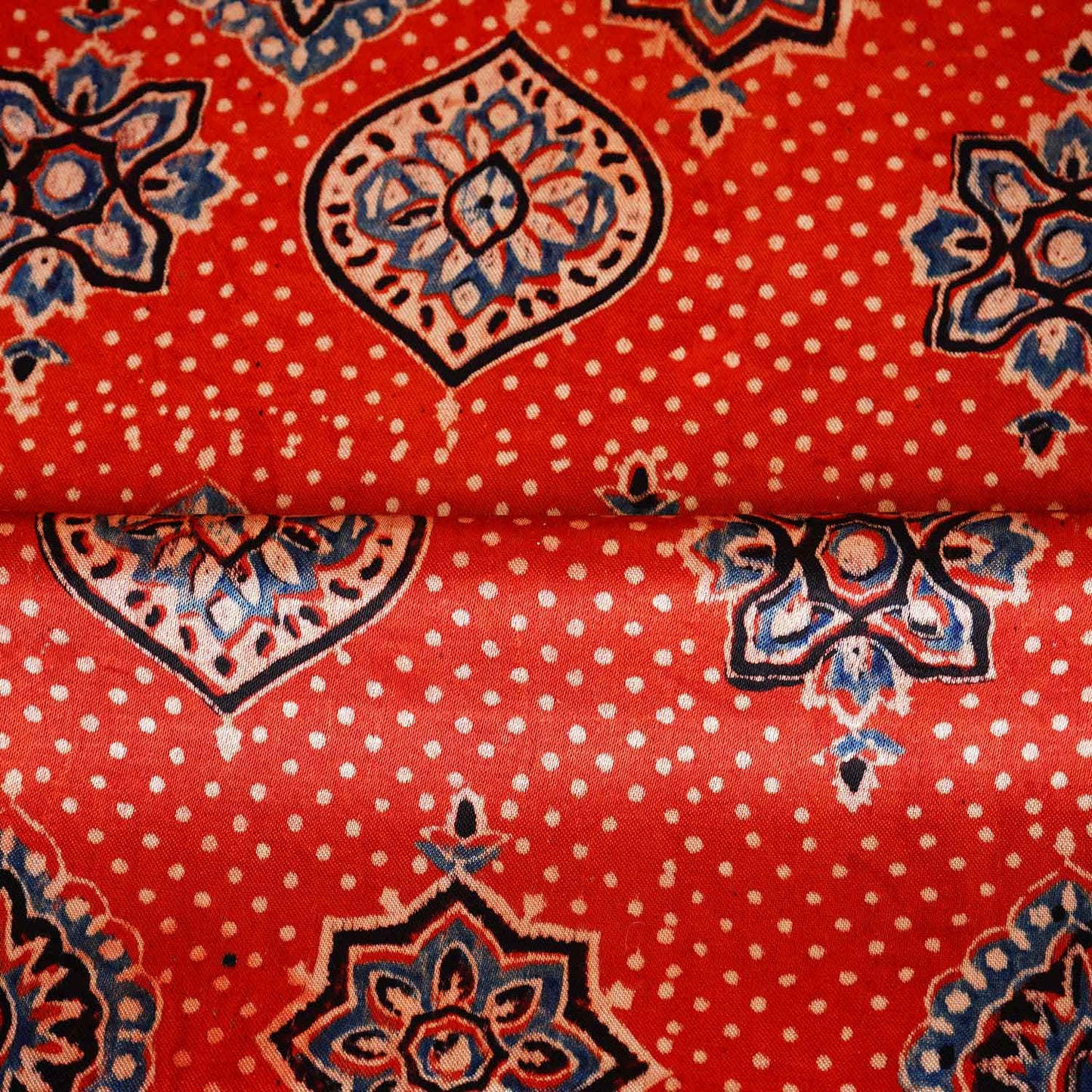 Red Ajrakh Print Mashru Silk Fabric EEG-28655