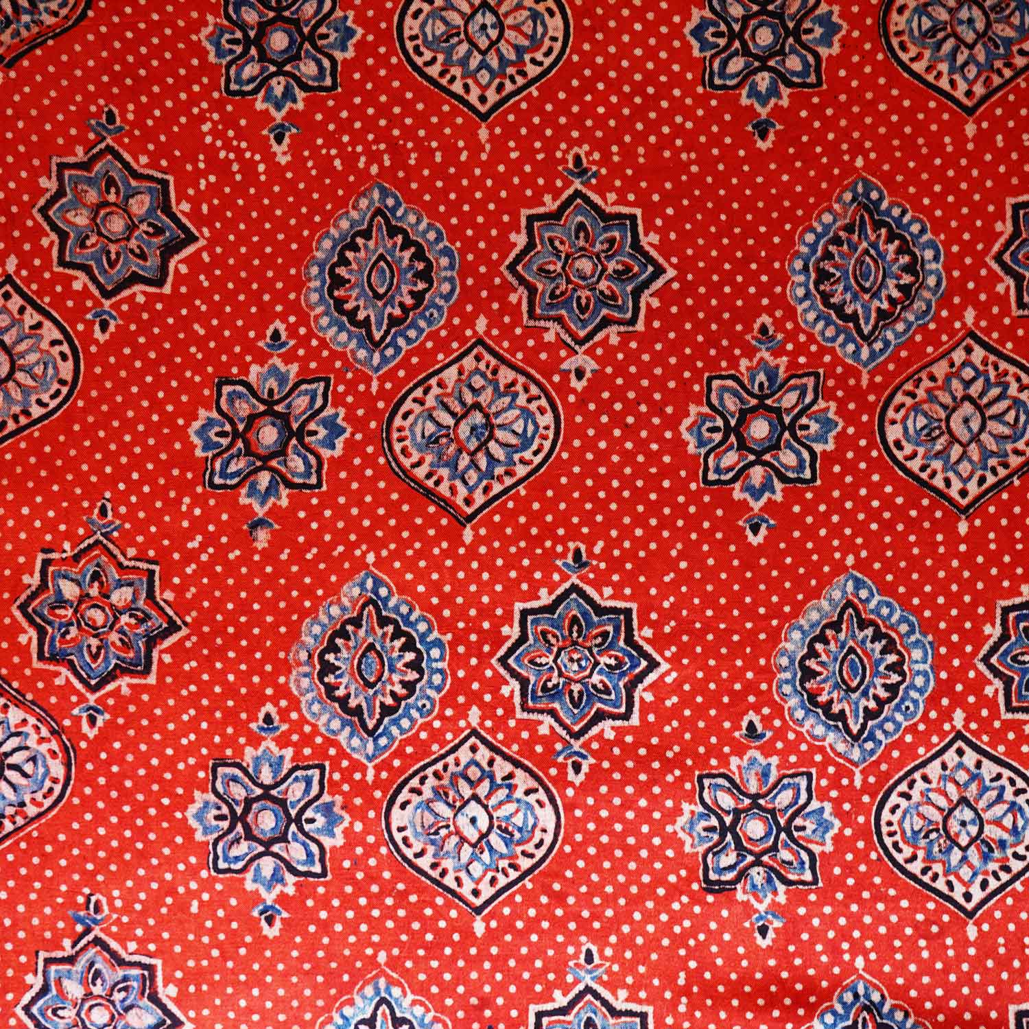 Red Ajrakh Print Mashru Silk Fabric EEG-28655 - TradeUNO
