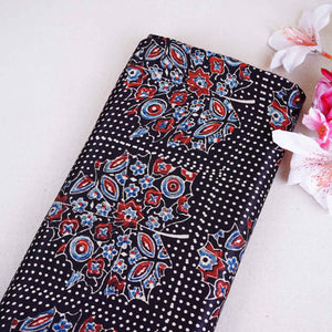 Black Ajrakh Print Mashru Silk Fabric EEG-28657 - TradeUNO