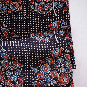 Black Ajrakh Print Mashru Silk Fabric EEG-28657 - TradeUNO