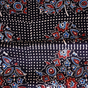 Black Ajrakh Print Mashru Silk Fabric EEG-28657 - TradeUNO