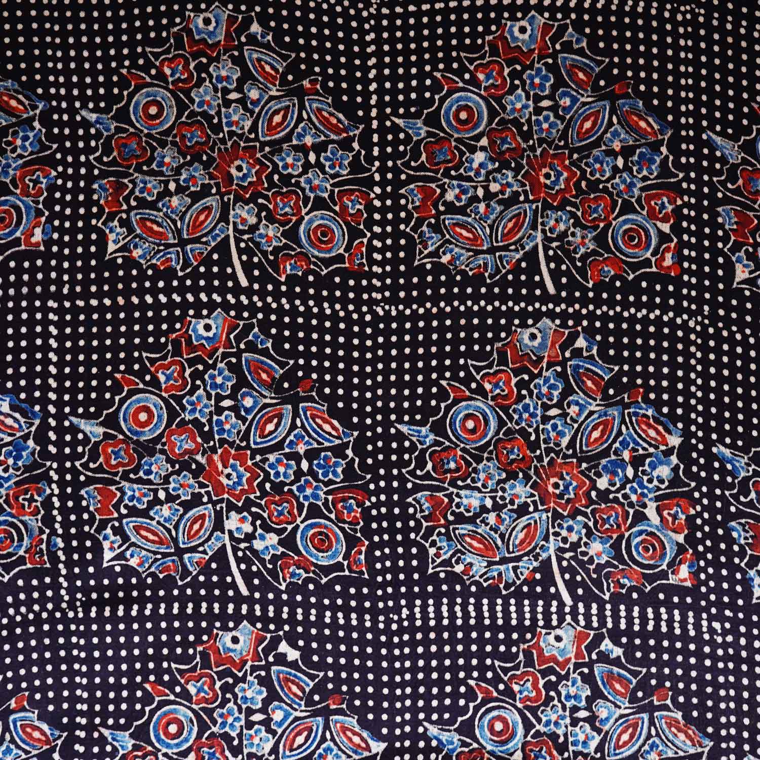 Black Ajrakh Print Mashru Silk Fabric EEG-28657 - TradeUNO