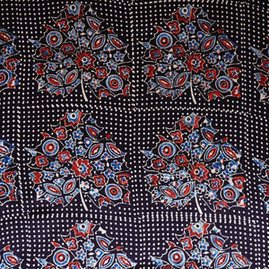 Black Ajrakh Print Mashru Silk Fabric EEG-28657 - TradeUNO