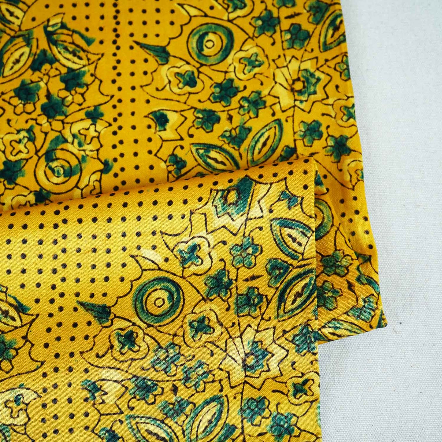 Mustard Yellow Ajrakh Print Mashru Silk Fabric EEG-28660