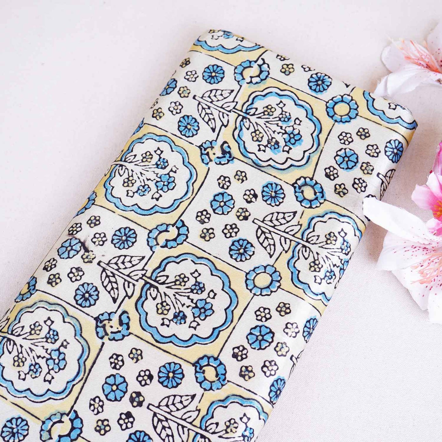 Peach Ajrakh Print Mashru Silk Fabric EEG-28662