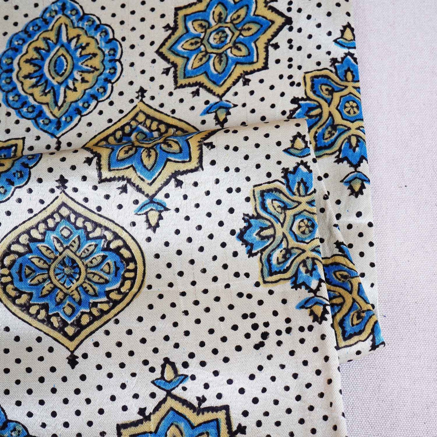 Peach Ajrakh Print Mashru Silk Fabric EEG-28664