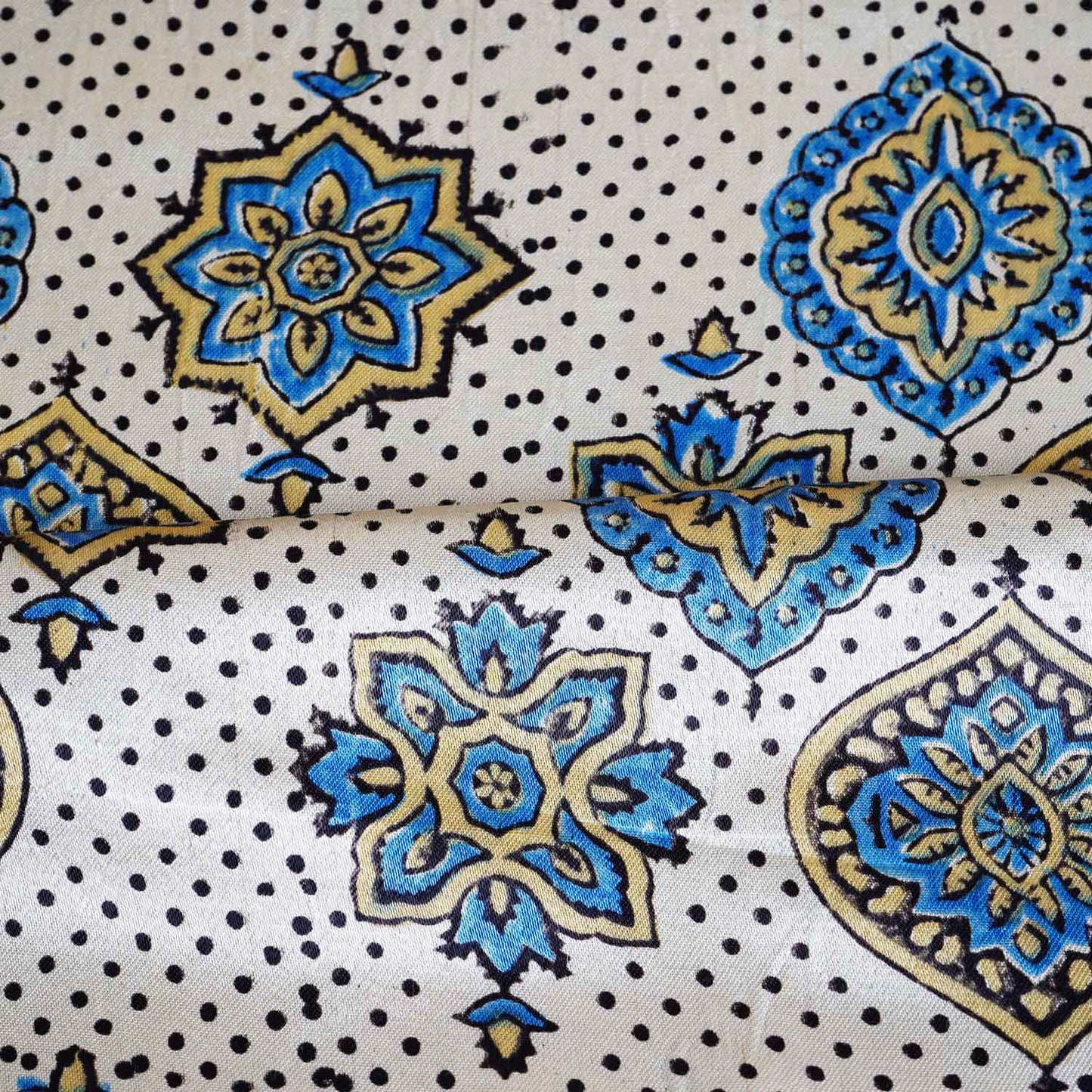 Peach Ajrakh Print Mashru Silk Fabric EEG-28664