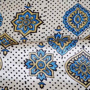 Peach Ajrakh Print Mashru Silk Fabric EEG-28664 - TradeUNO