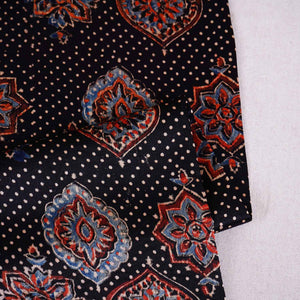 Black Ajrakh Print Mashru Silk Fabric EEG-28665 - TradeUNO