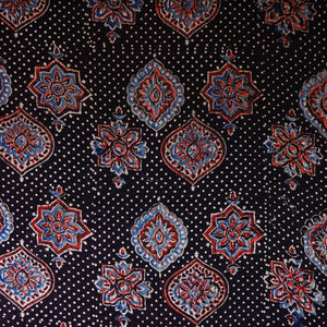 Black Ajrakh Print Mashru Silk Fabric EEG-28665 - TradeUNO