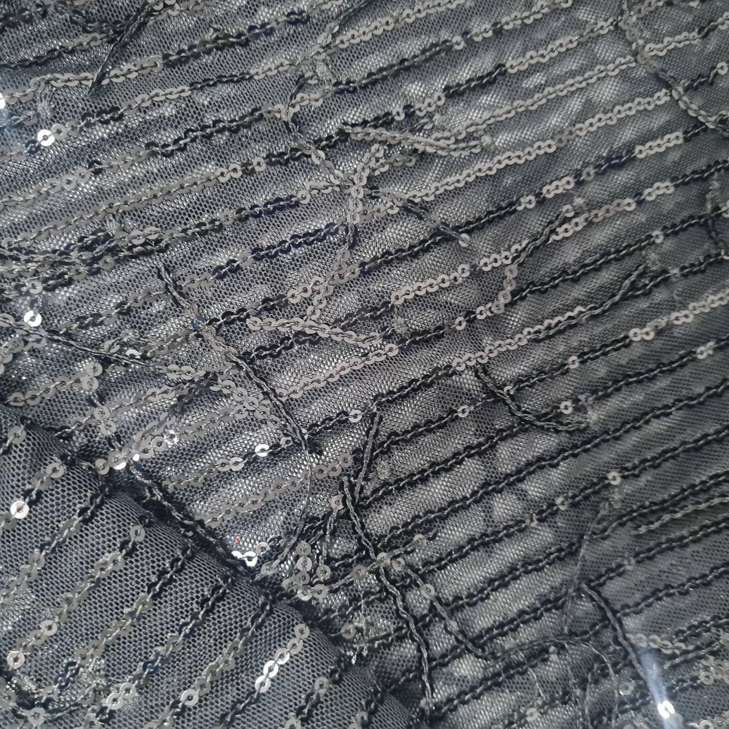 Black sequence embroidery net lycra fabric net sequence