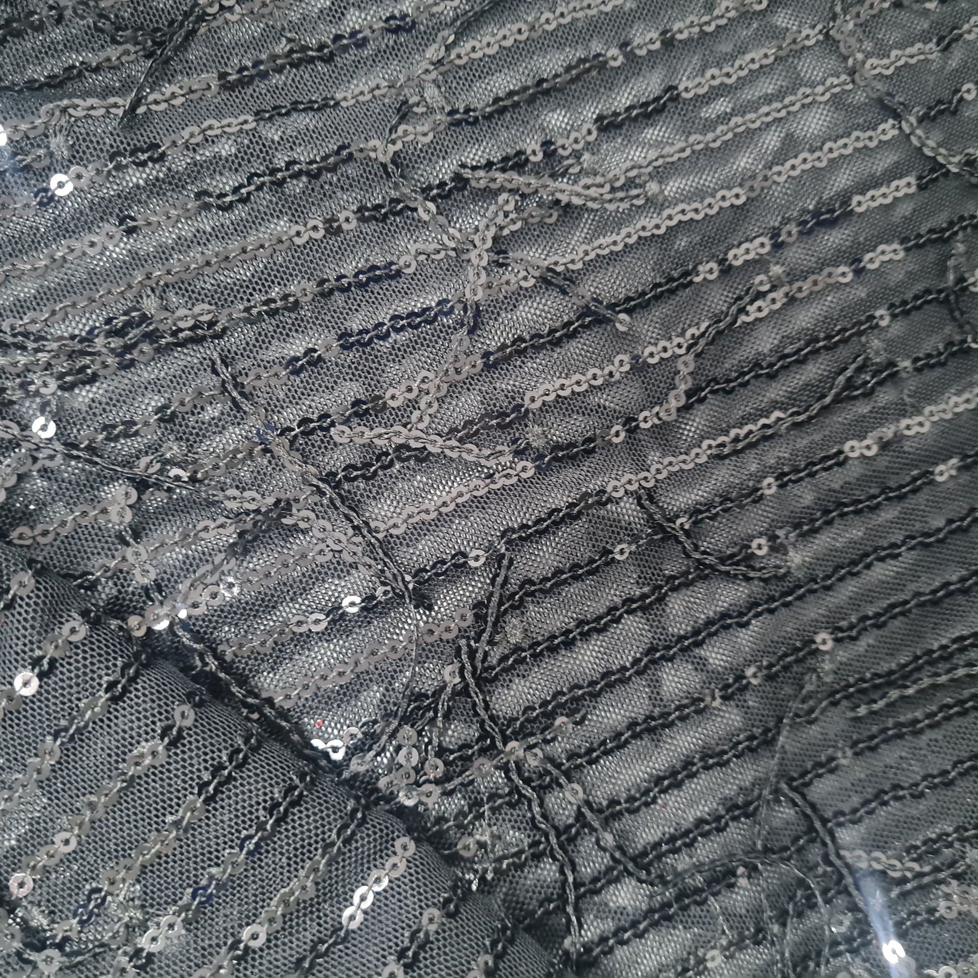 Black sequence embroidery net lycra fabric net sequence