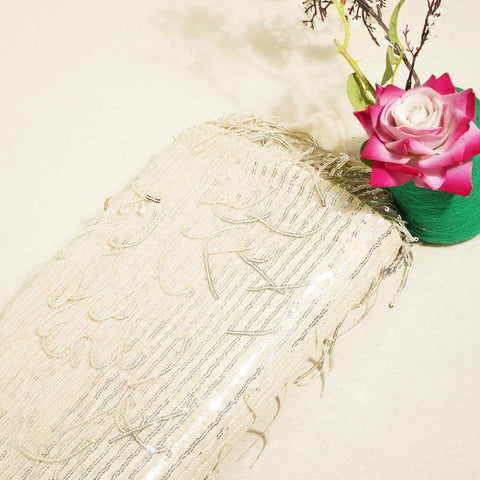 beige with silver sequence sequence embroidery net lycra fabric net sequence TU-6652