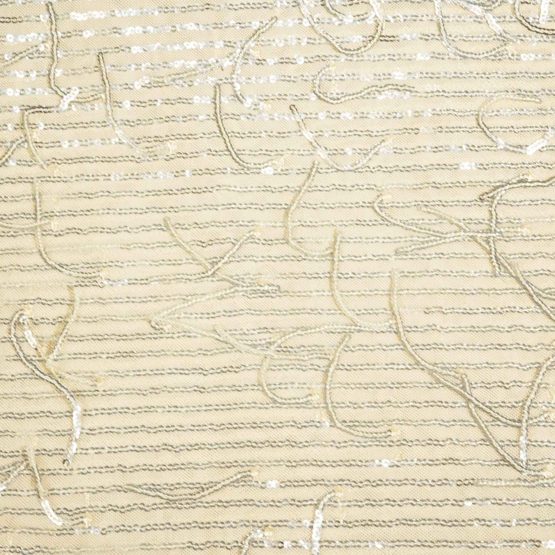 beige with silver sequence sequence embroidery net lycra fabric net sequence TU-6652