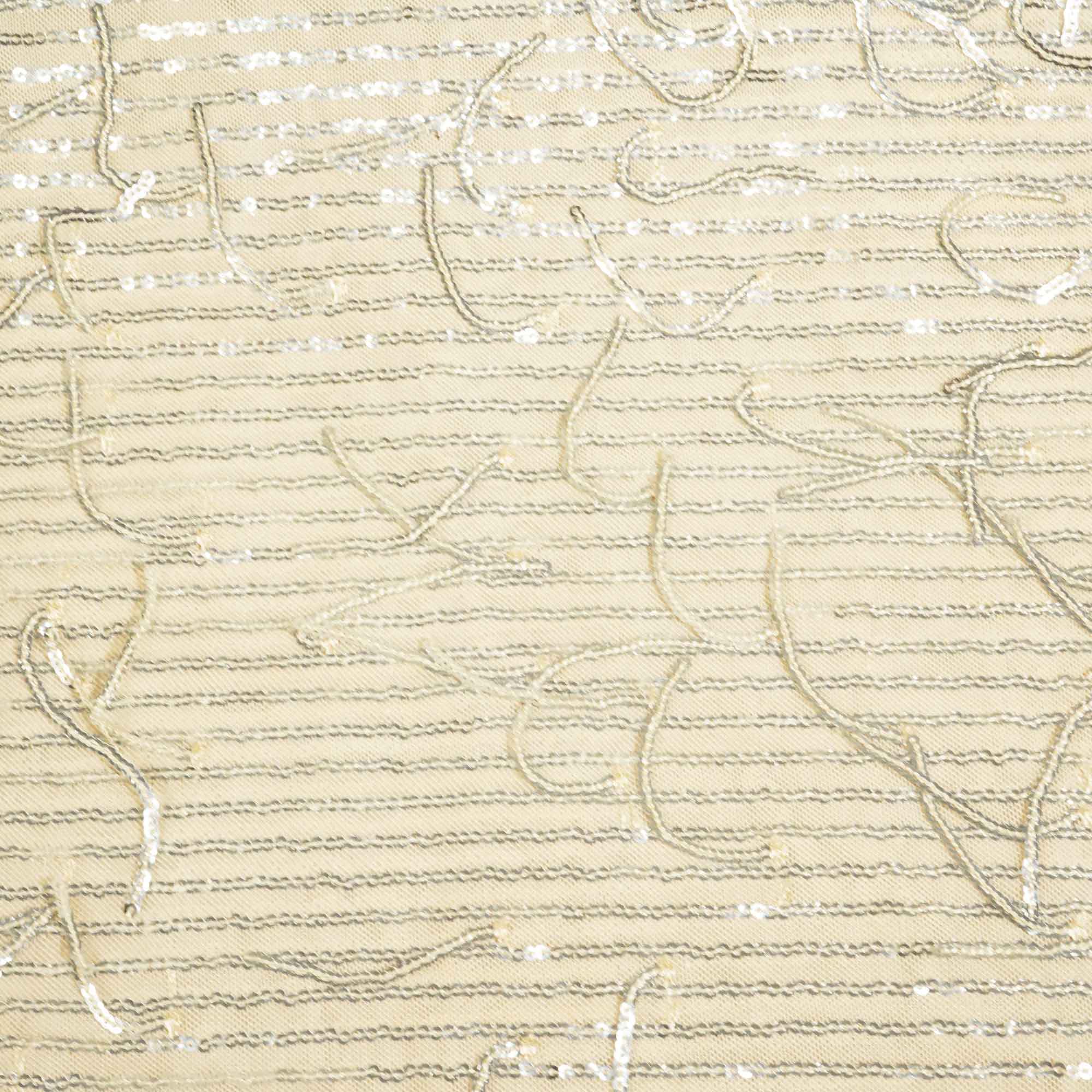 beige with silver sequence sequence embroidery net lycra fabric net sequence TU-6652
