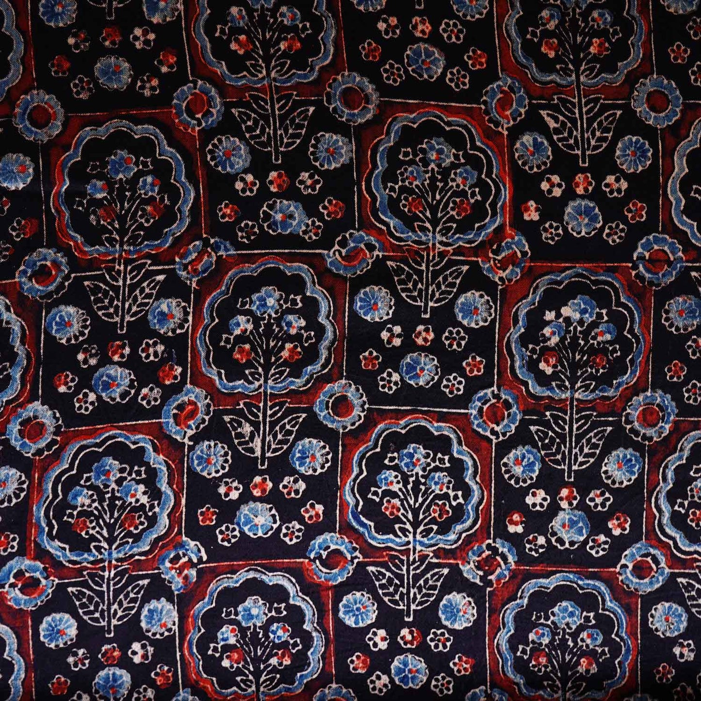 Black Ajrakh Print Mashru Silk Fabric EEG-28666