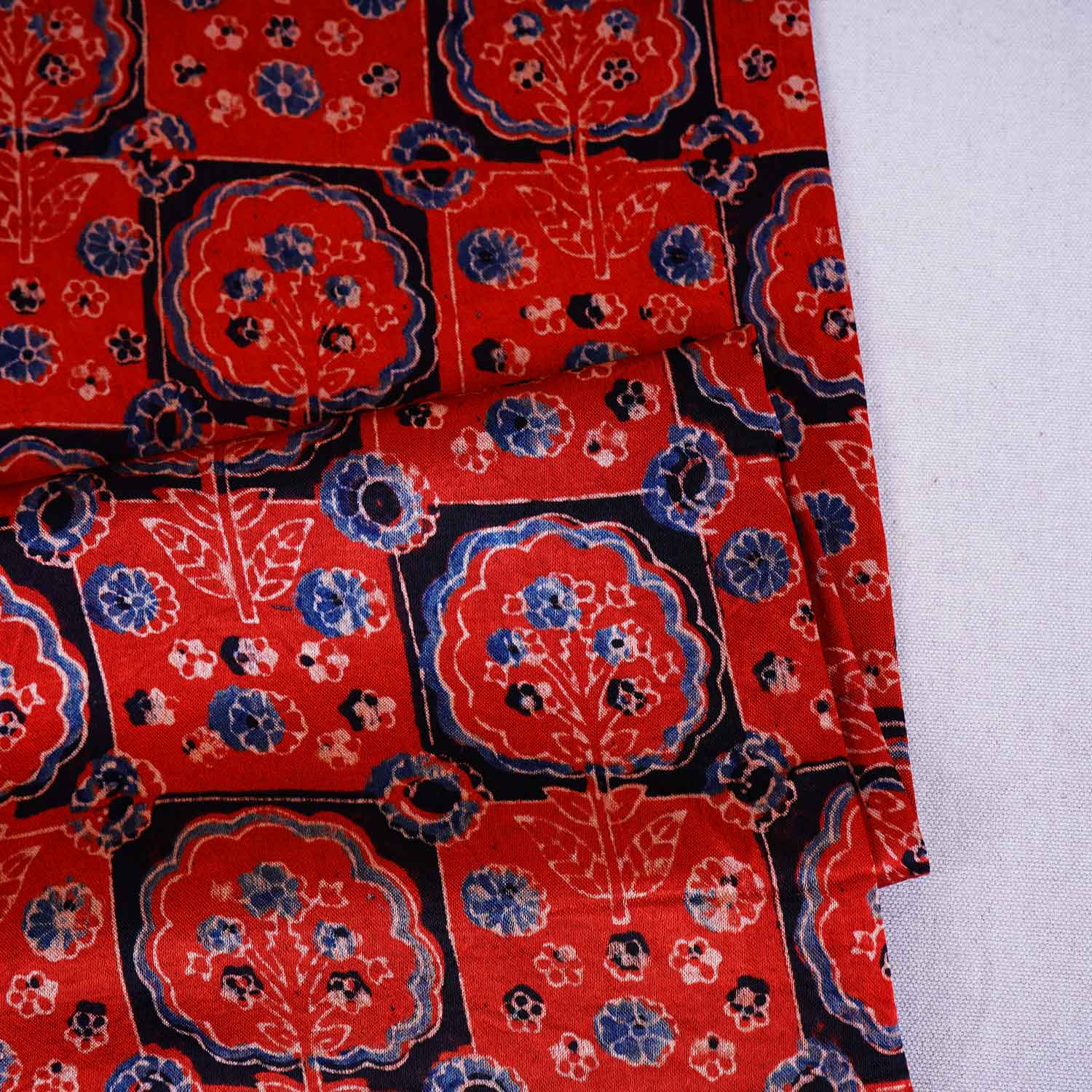 Red Ajrakh Print Mashru Silk Fabric EEG-28667 - TradeUNO