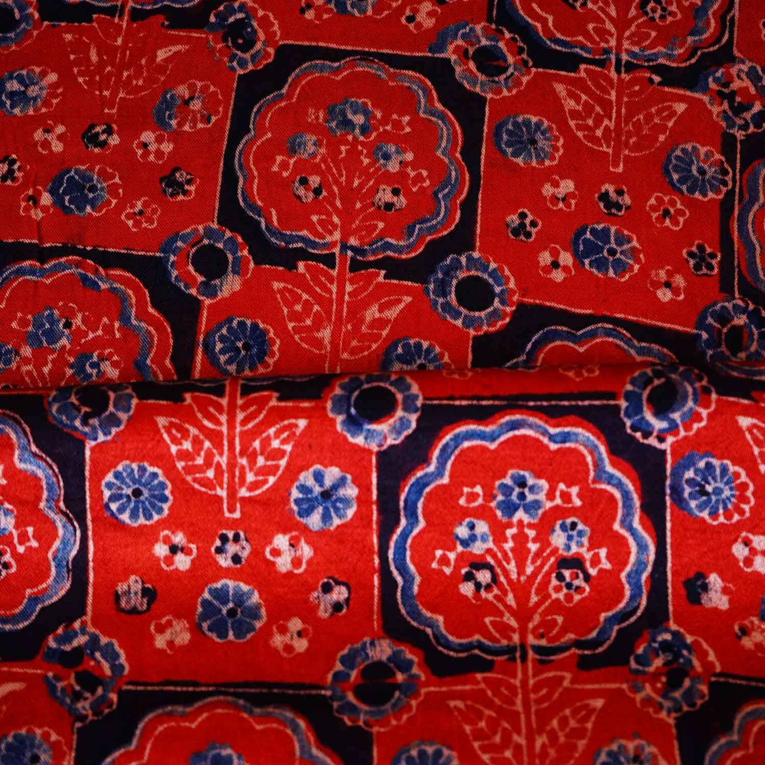 Red Ajrakh Print Mashru Silk Fabric EEG-28667 - TradeUNO