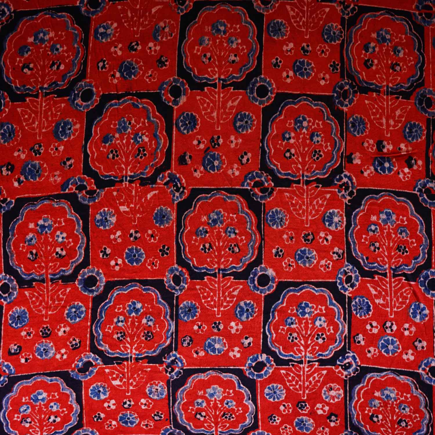Red Ajrakh Print Mashru Silk Fabric EEG-28667 - TradeUNO