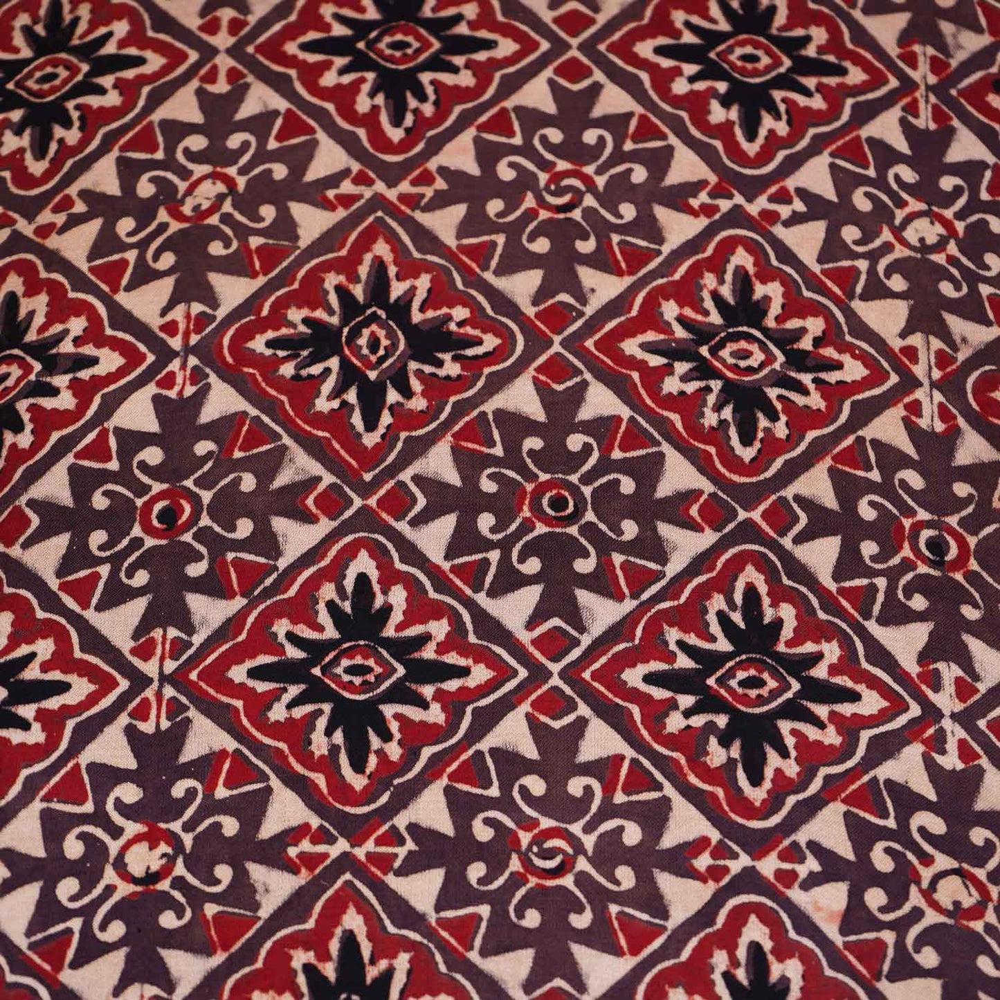 Brown Ajrakh Print Modal Satin Fabric EEG-28669