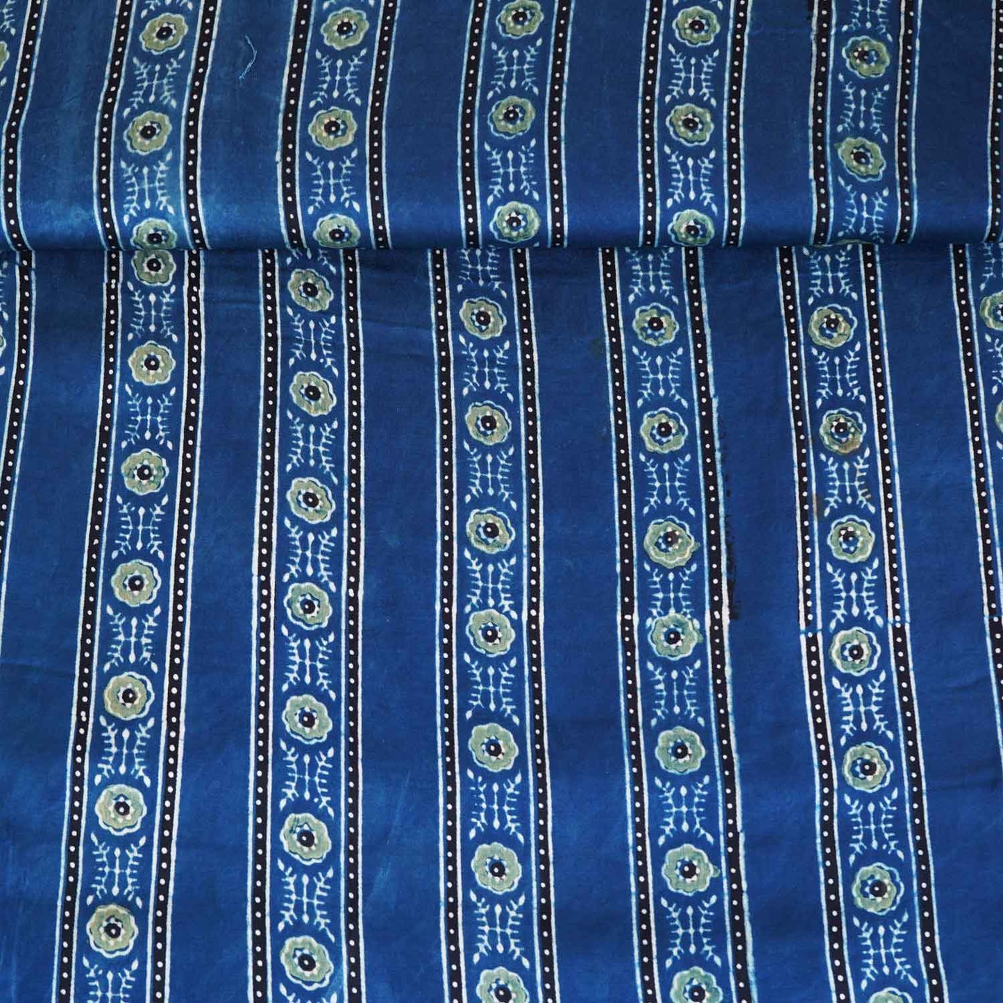 Blue Ajrakh Print Modal Satin Fabric EEG-28671