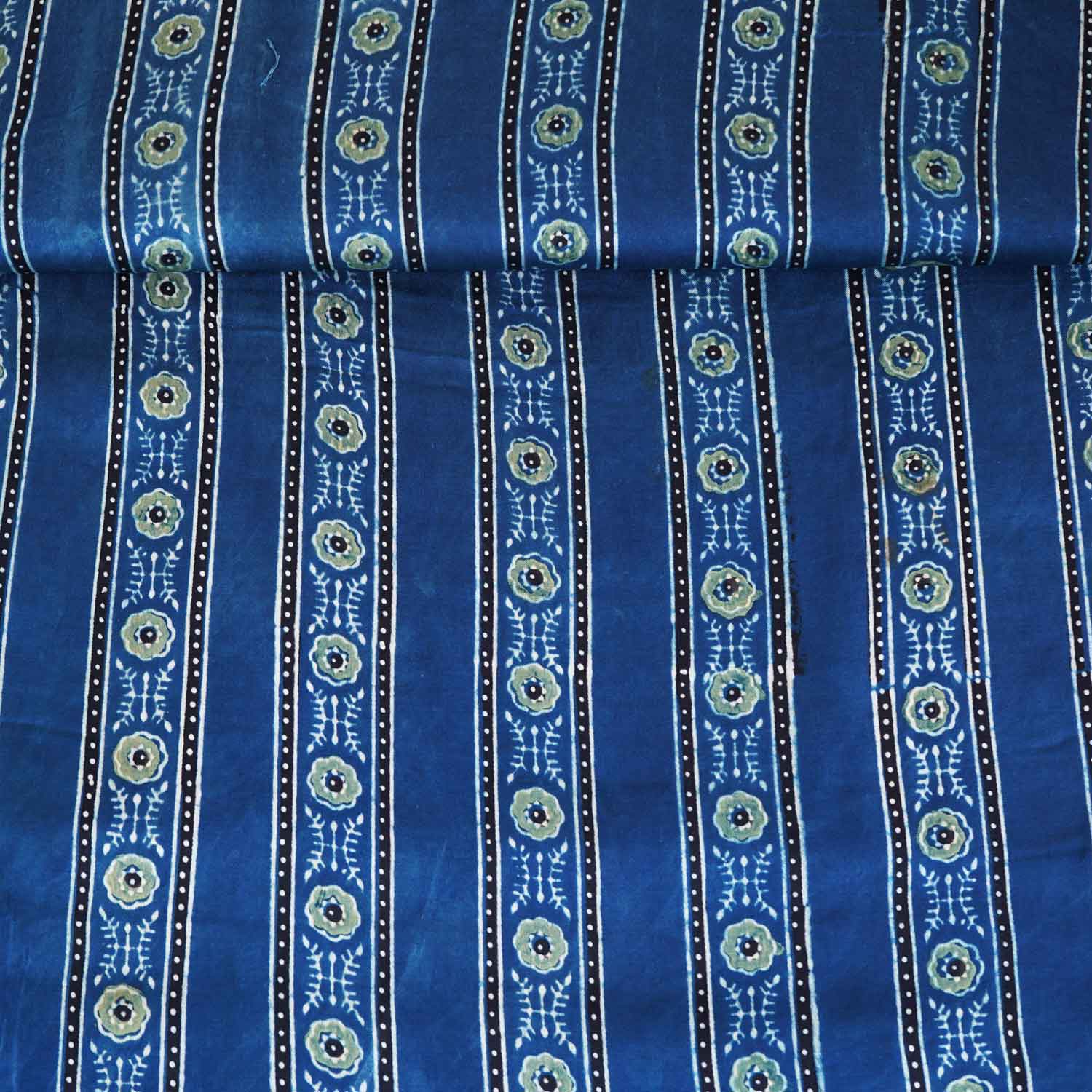 Blue Ajrakh Print Modal Satin Fabric EEG-28671 - TradeUNO