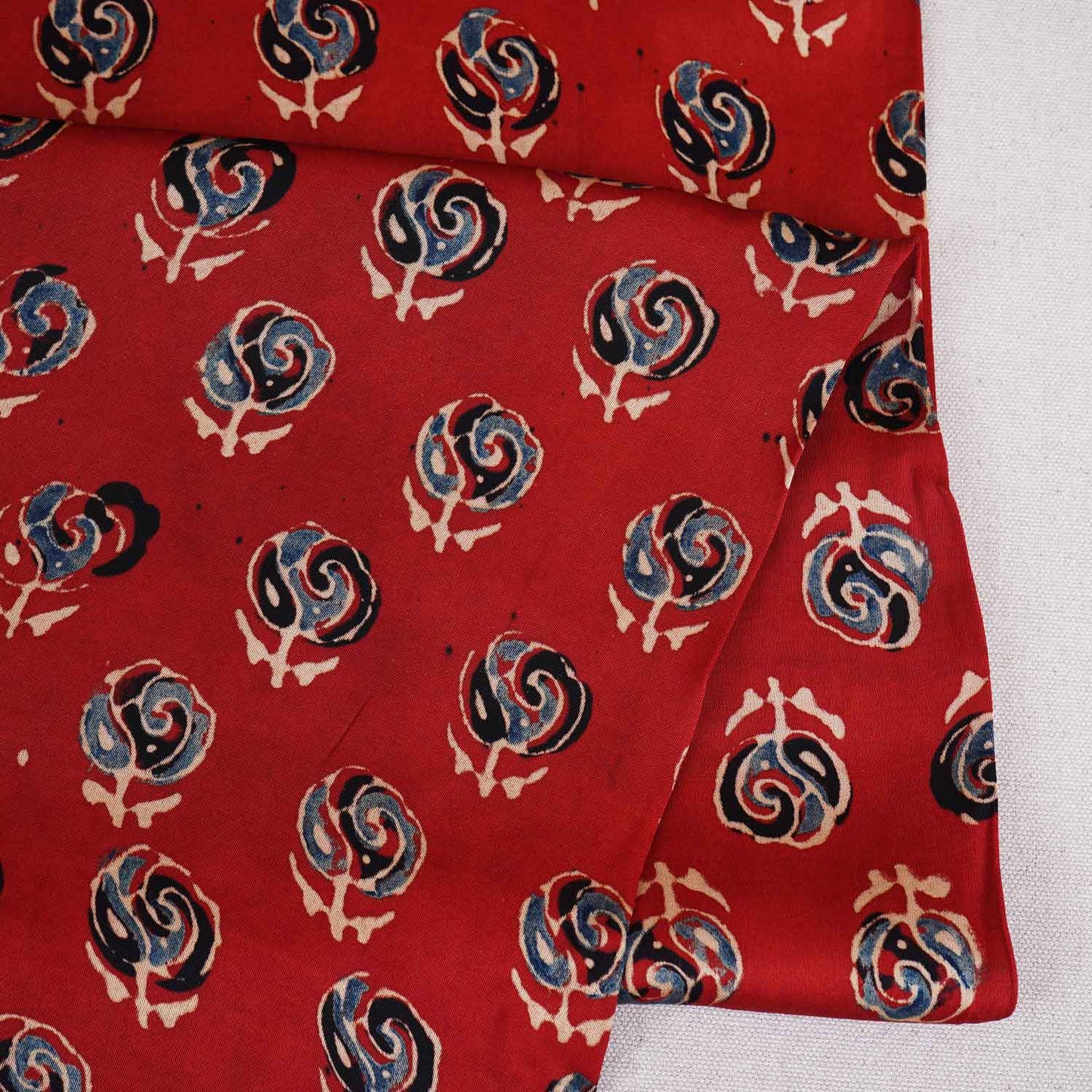 Red Floral Print Modal Satin Fabric EEG-28672