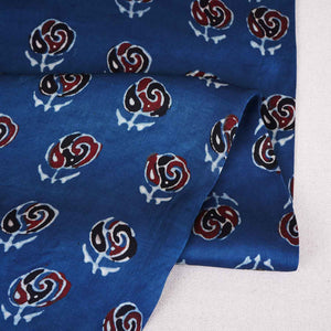 Blue Floral Print Modal Satin Fabric EEG-28673 - TradeUNO