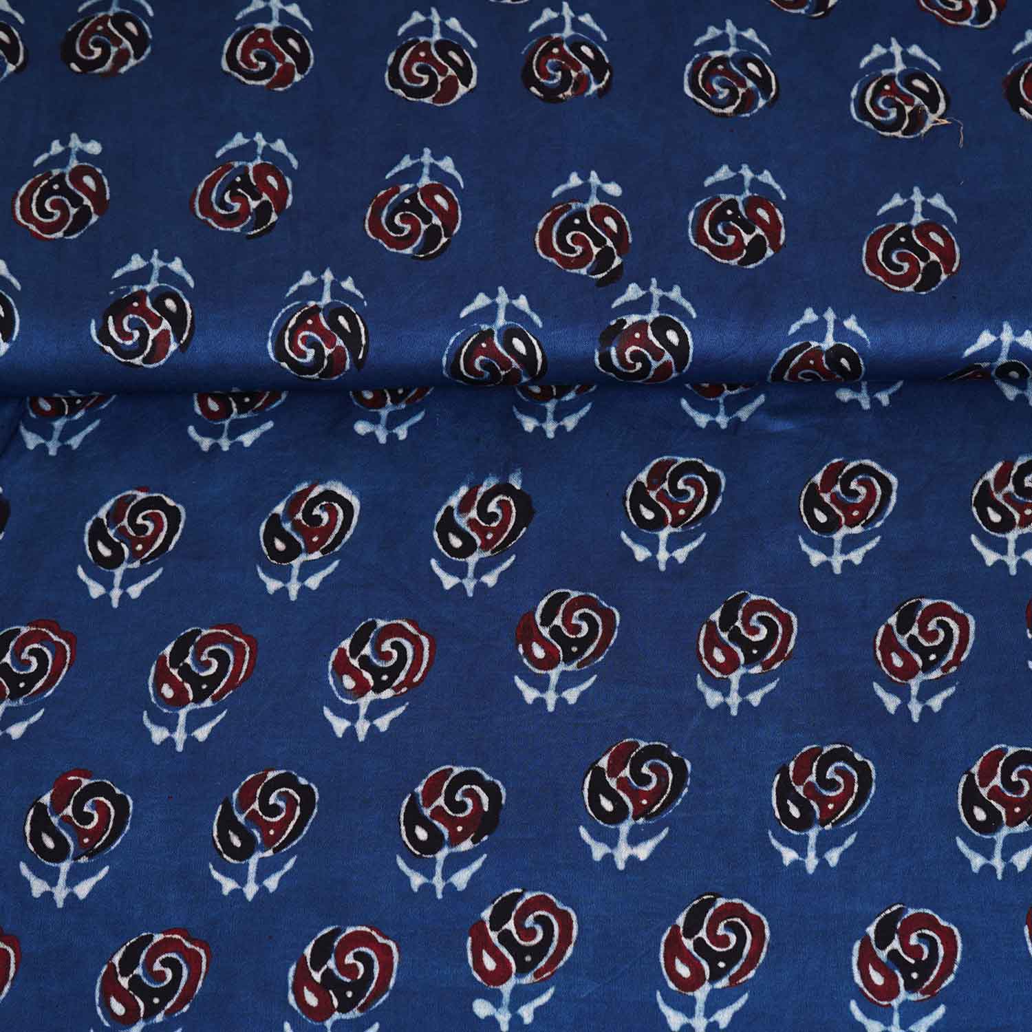 Blue Floral Print Modal Satin Fabric EEG-28673 - TradeUNO
