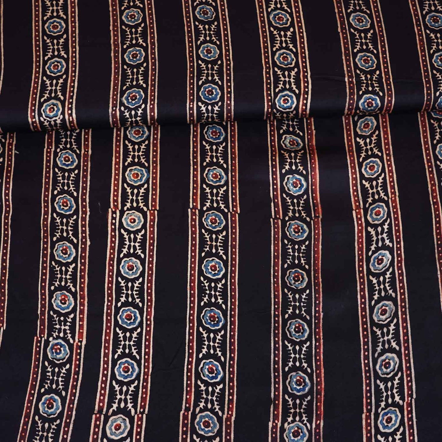 Black Ajrakh Print Modal Satin Fabric EEG-28674