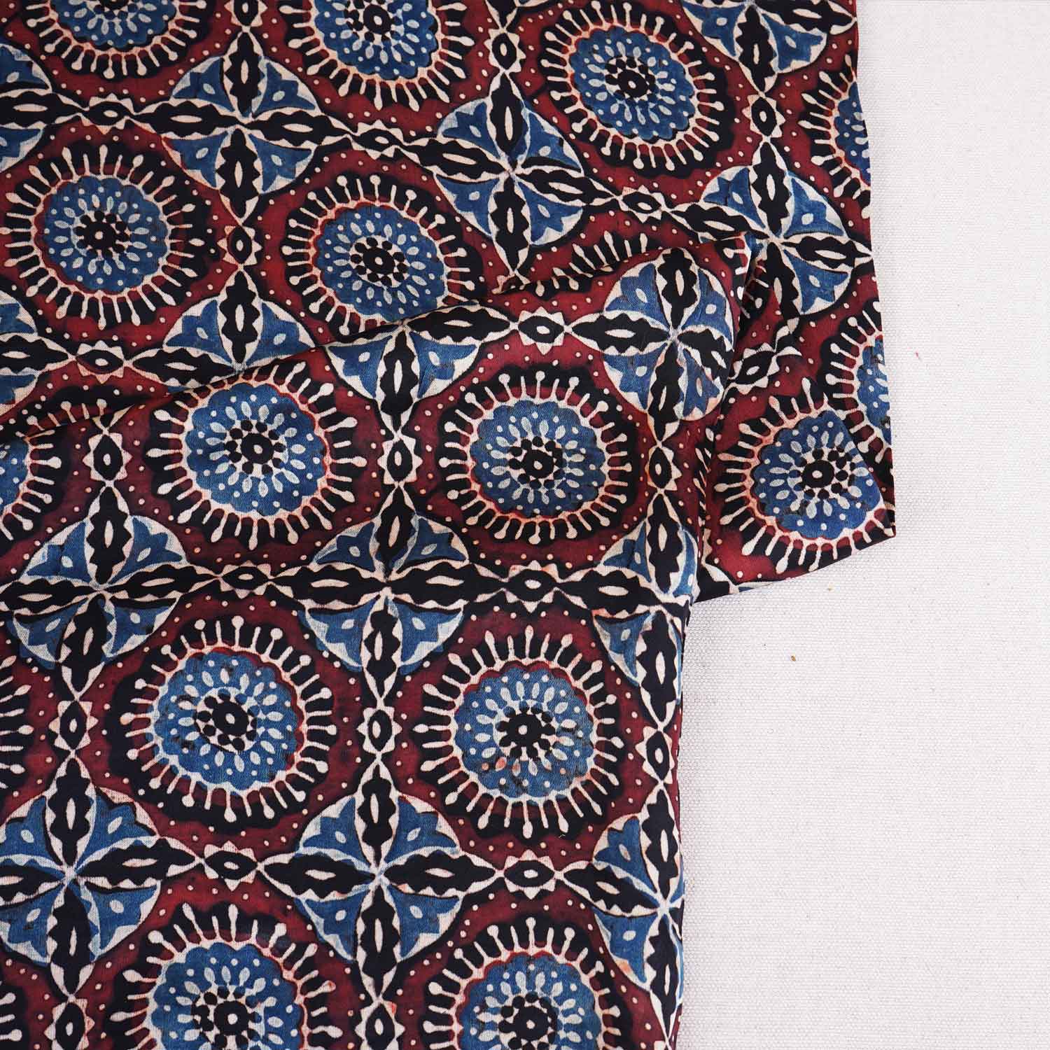Brown Ajrakh Print Modal Satin Fabric EEG-28675 - TradeUNO