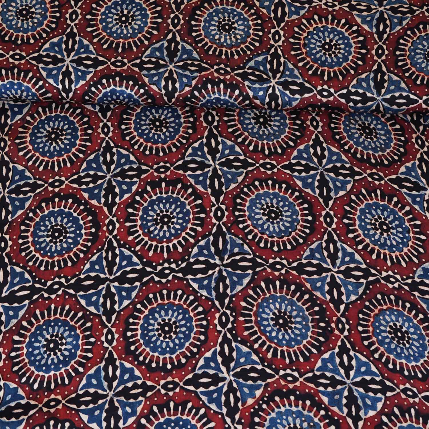 Brown Ajrakh Print Modal Satin Fabric EEG-28675 - TradeUNO