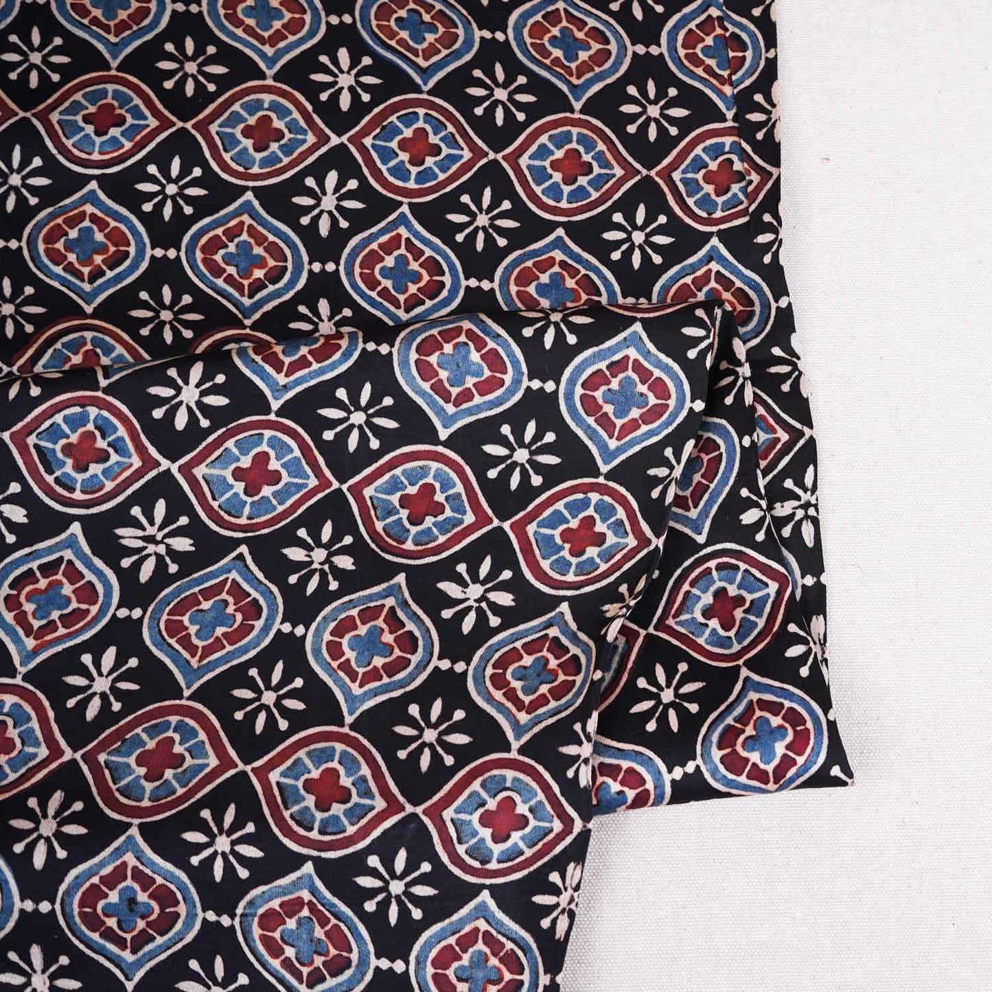 Black Ajrakh Print Modal Satin Fabric EEG-28680