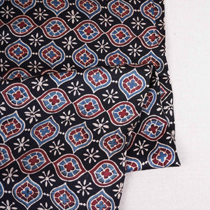 Black Ajrakh Print Modal Satin Fabric EEG-28680 - TradeUNO