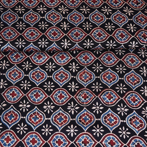 Black Ajrakh Print Modal Satin Fabric EEG-28680 - TradeUNO