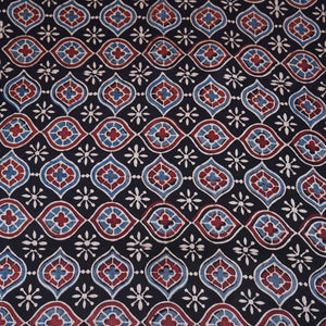 Black Ajrakh Print Modal Satin Fabric EEG-28680 - TradeUNO