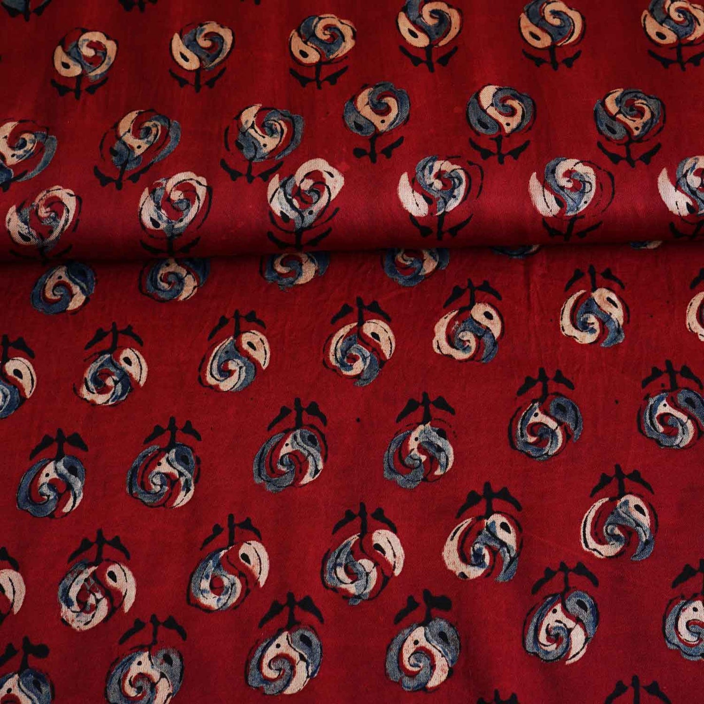 Red Floral Print Modal Satin Fabric EEG-28681
