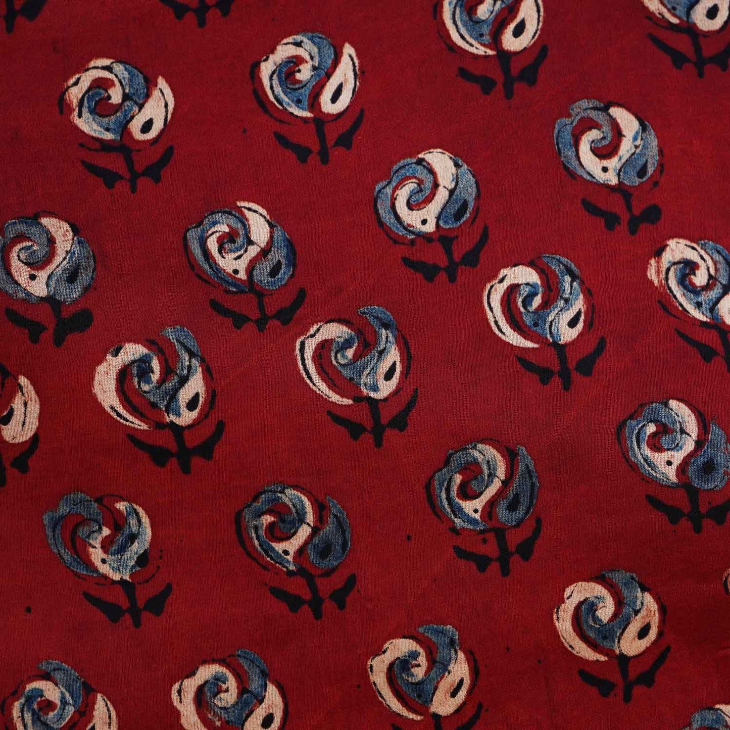Red Floral Print Modal Satin Fabric EEG-28681