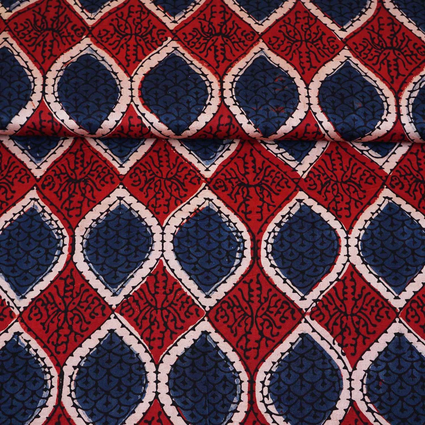 Red Ajrakh Print Modal Satin Fabric EEG-28683