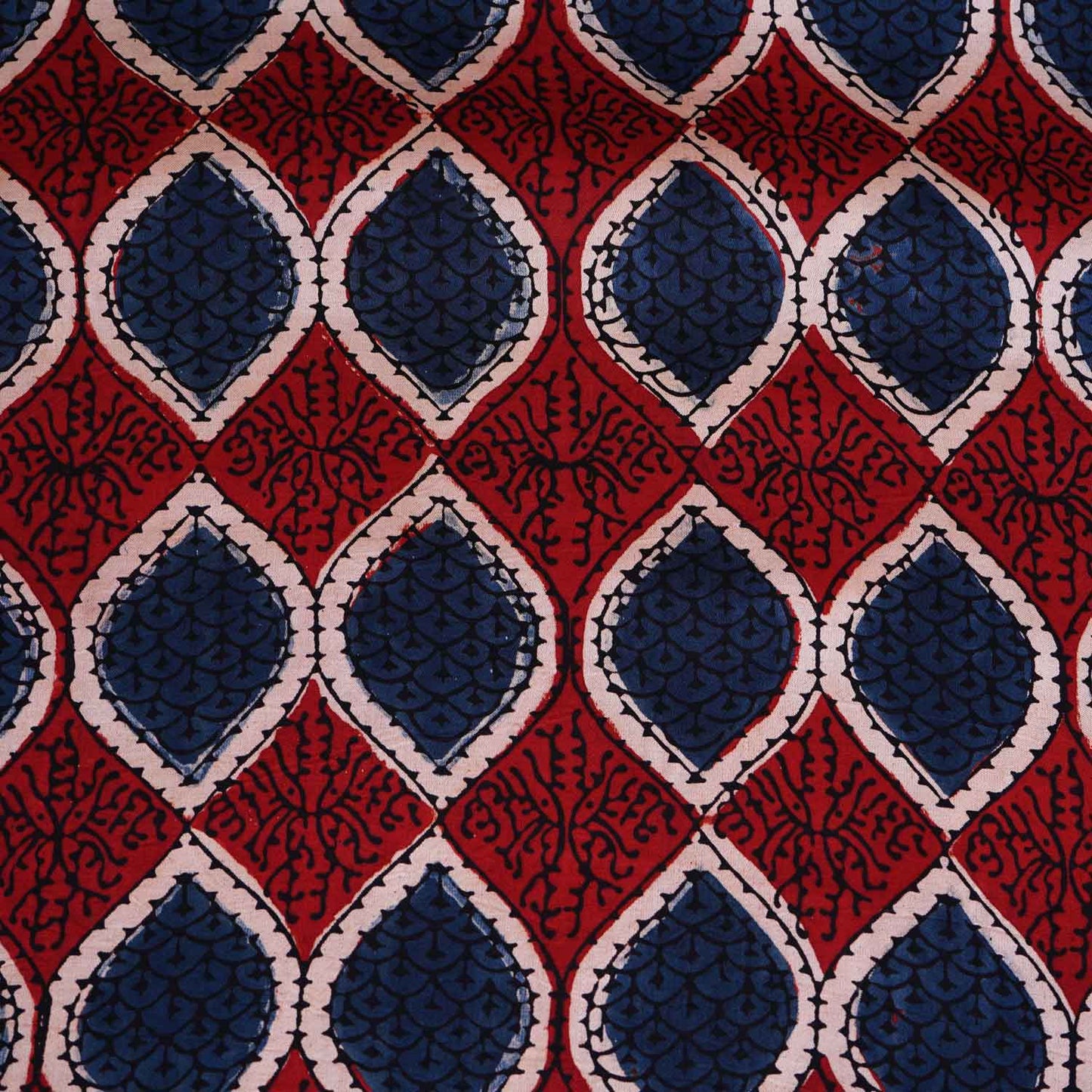 Red Ajrakh Print Modal Satin Fabric EEG-28683