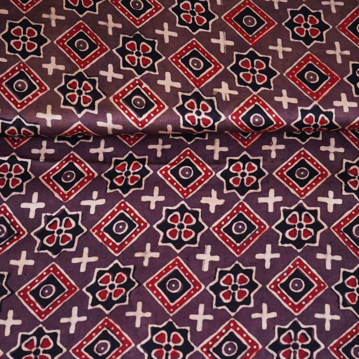 Brown Gromatrical Print Modal Satin Fabric EEG-28686