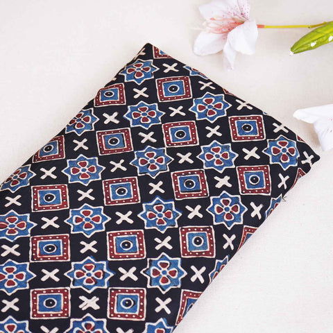Black Geometrical Print Modal Satin Fabric EEG-28687