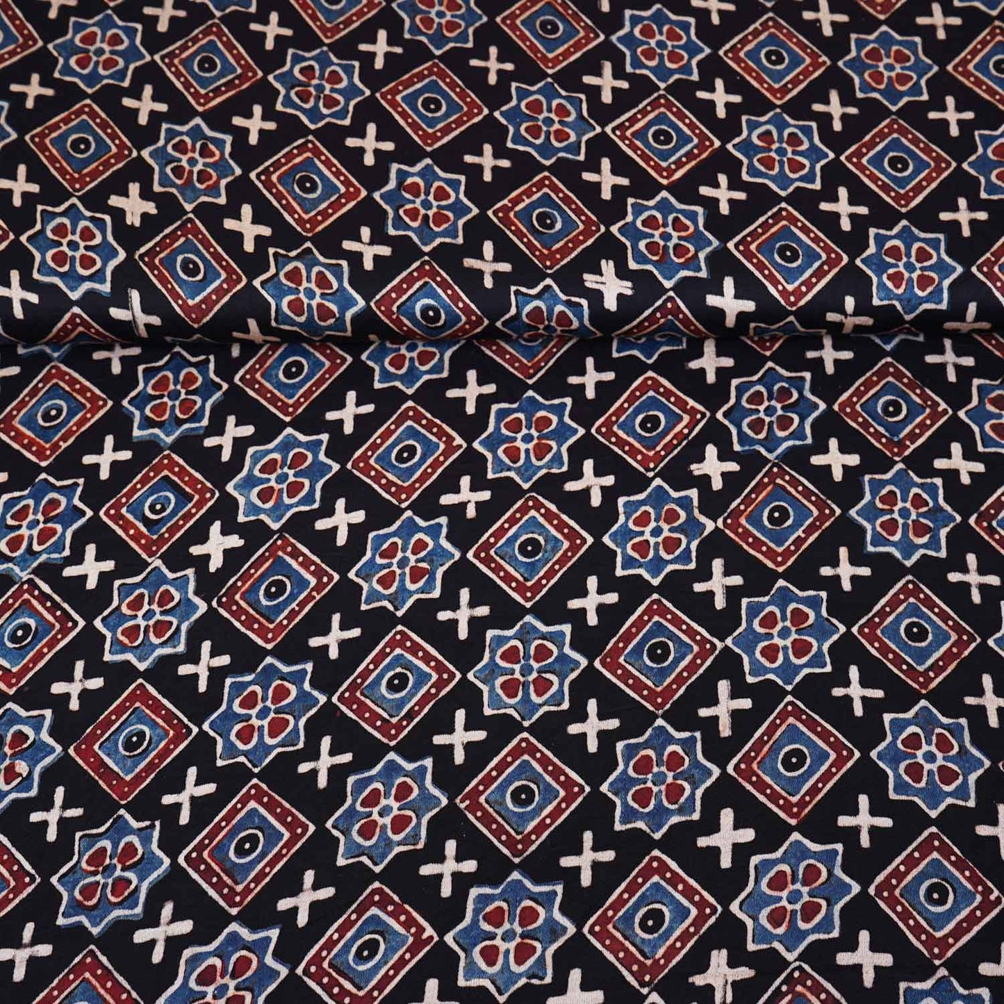 Black Geometrical Print Modal Satin Fabric EEG-28687 - TradeUNO