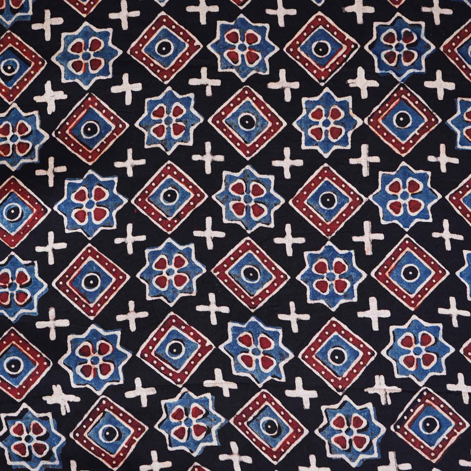 Black Geometrical Print Modal Satin Fabric EEG-28687 - TradeUNO