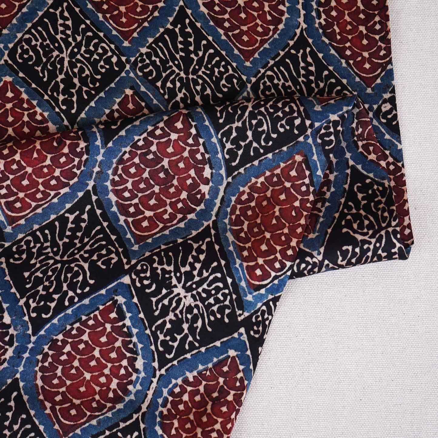 Black Ajrakh Print Modal Satin Fabric EEG-28688