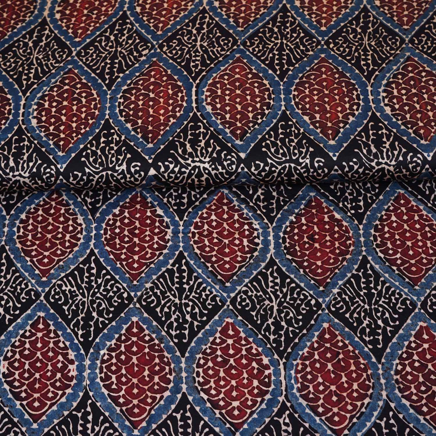Black Ajrakh Print Modal Satin Fabric EEG-28688